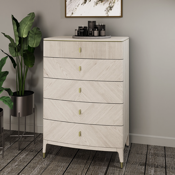 Loretta 5 Drawer Tall Chest Of Drawers Stone