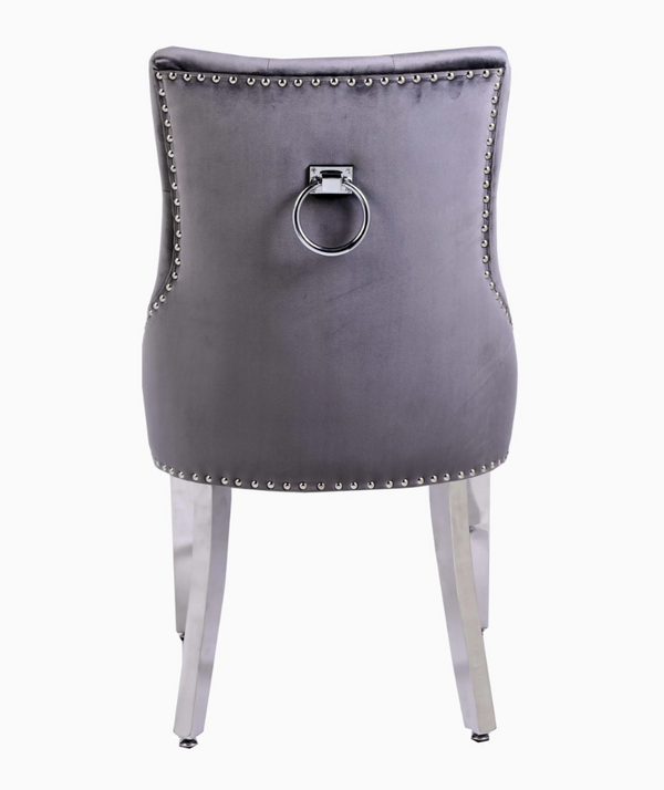 Tiffany Grey Velvet Knocker Chair