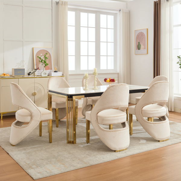 Santoro Cream & Gold Velvet Dining Chair