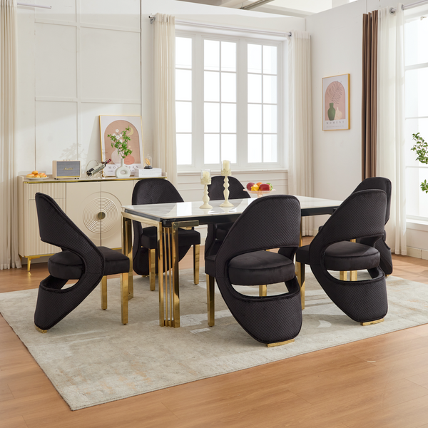 Santoro Black & Gold Velvet Dining Chair