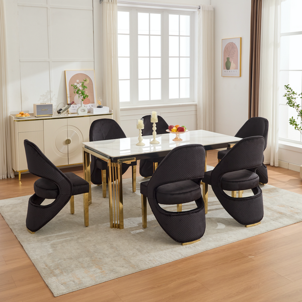 Santoro Black & Gold Velvet Dining Chair