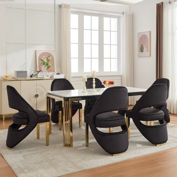 Santoro Black & Gold Velvet Dining Chair