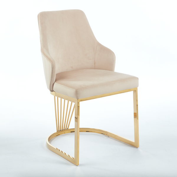 Lanvin Cream & Gold Velvet Dining Chair