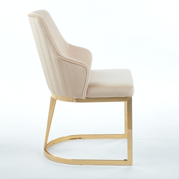 Lanvin Cream & Gold Velvet Dining Chair