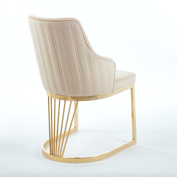 Lanvin Cream & Gold Velvet Dining Chair