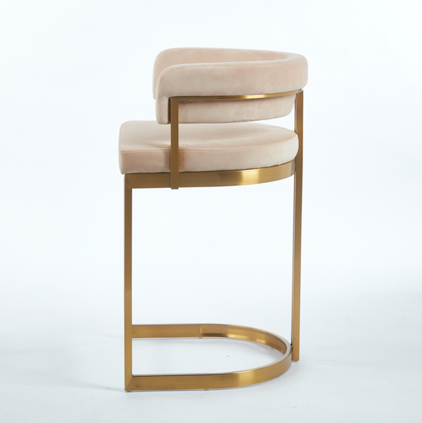 Sandro Velvet Barstool Cream & Gold