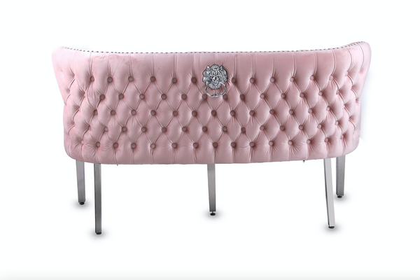 Lucia Pink Velvet Lion Knocker Bench