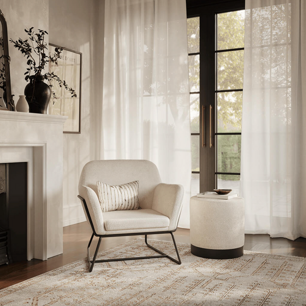 Charlotte Ivory Boucle & Black Chair