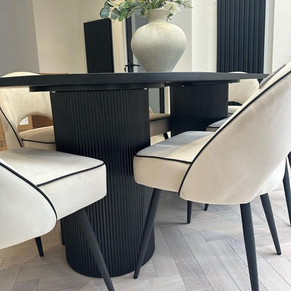 Luna Black Wood Oval Dining Table – Lush Interiors
