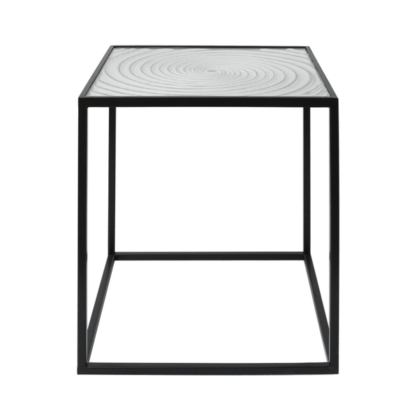 Set of 2 Black Metal with Spiral White Top Nesting Tables