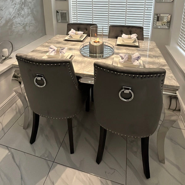 Tiffany Grey Dining Set With Grey Ringback Chairs - Various Sizes Available