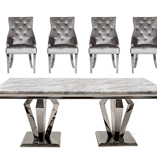 Camilla Grey Marble Dining Table