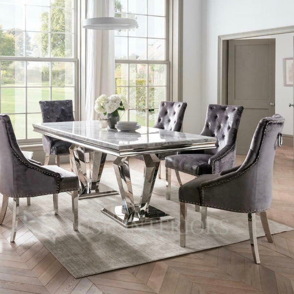 Camilla Grey Marble Dining Table