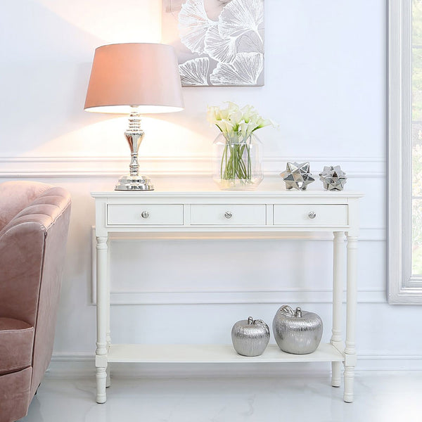 DELILAH WHITE WOOD CONSOLE TABLE