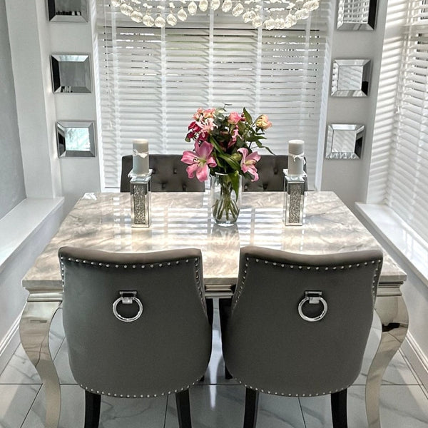 Tiffany Grey Dining Set With Grey Ringback Chairs - Various Sizes Available