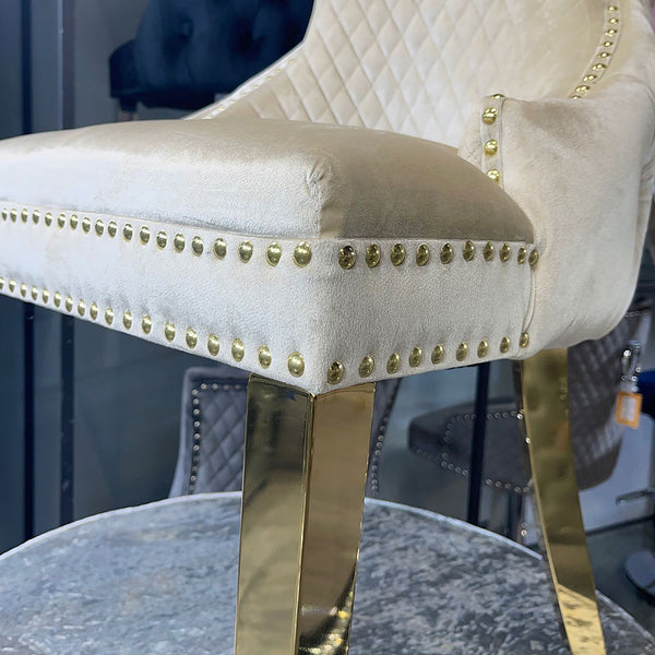 Kate Cream & Gold Velvet Lion Knocker Chair