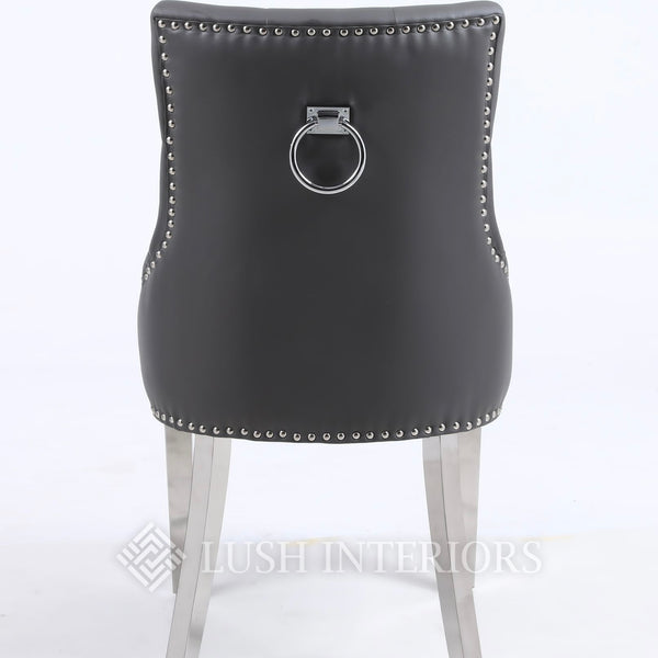 Tiffany Grey Leather Knocker Back Chair